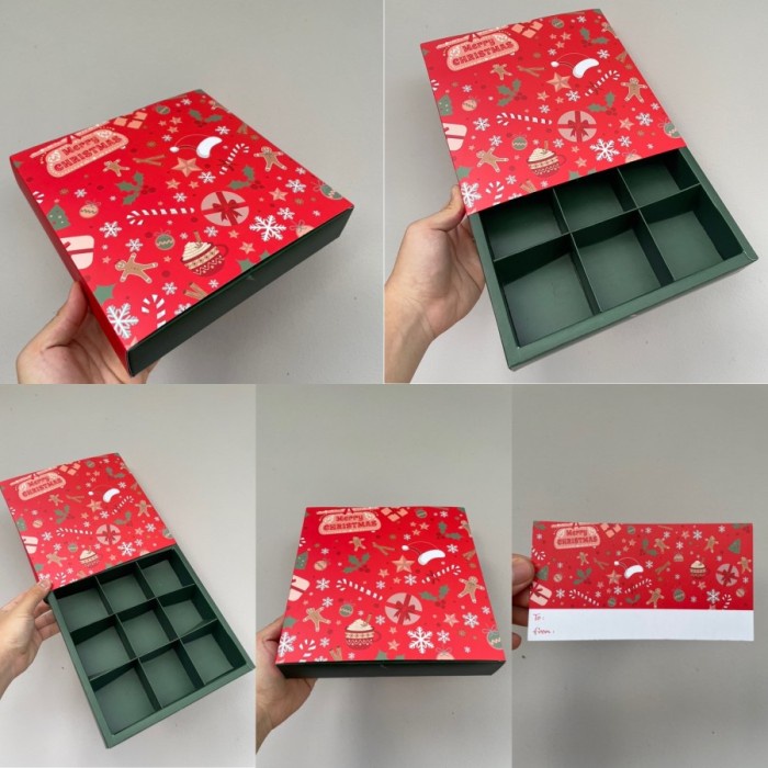 Dus Eggtart Sekat 9 Merry Christmas Box Kue Buah Kotak Fruit Pie Natal
