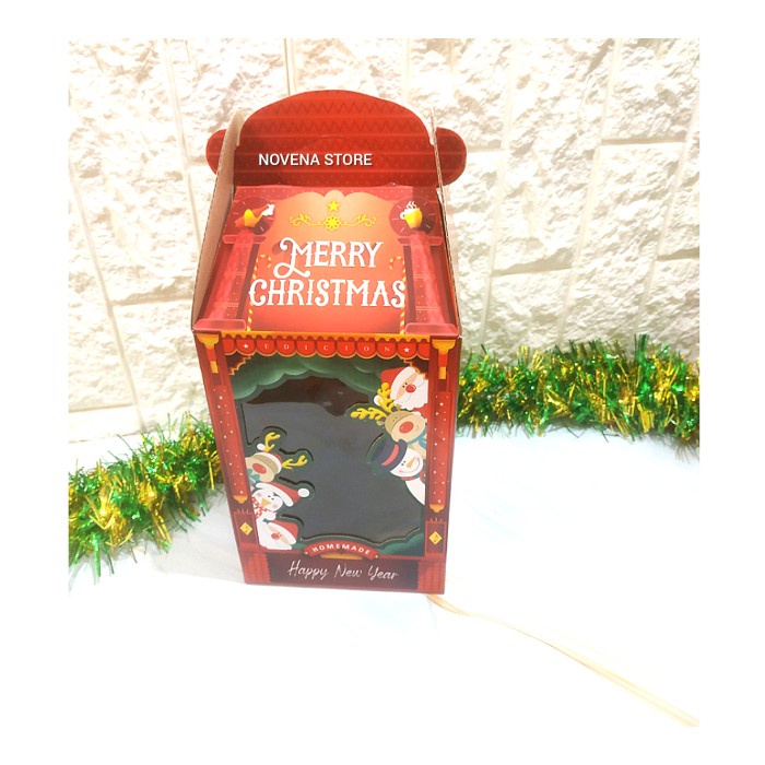BOX KOTAK DUS KUE HAMPERS NATAL MERRY CHRISTMAS 3 TOPLES 500G