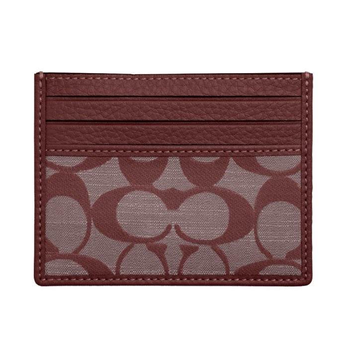 

Coach Slim ID Card Case In Signature Chambray Wine