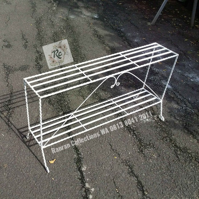 POT BESI TANAMAN DEKORASI RAK BESI POT 1 TINGKAT TEMBAGA & PUTIH MURAH