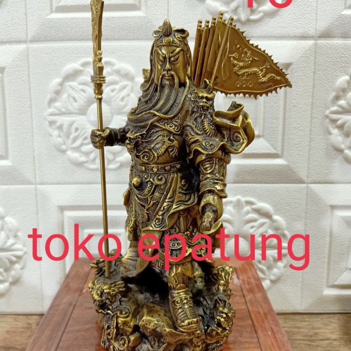 patung dewa kwan kung / kwan kong / - kuningan 12 inch 01