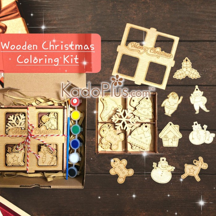 

DISKON MURAH Christmas Hamper Natal Wooden Christmas Coloring Kit BERRY30.JAYA