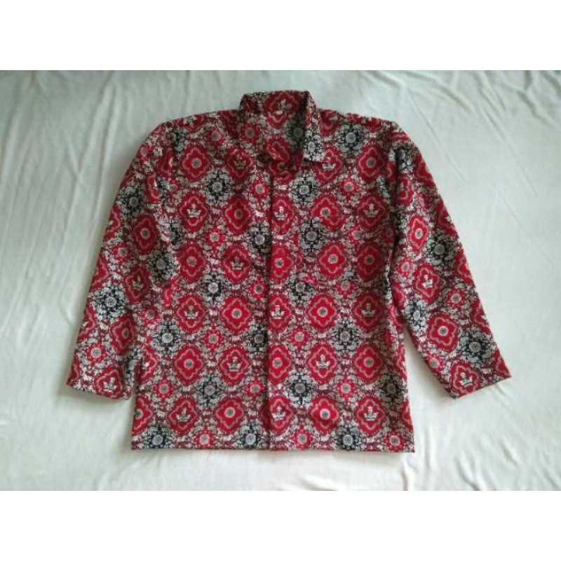 Batik SD Motif Tunas Harapan Merah Tangan Panjang