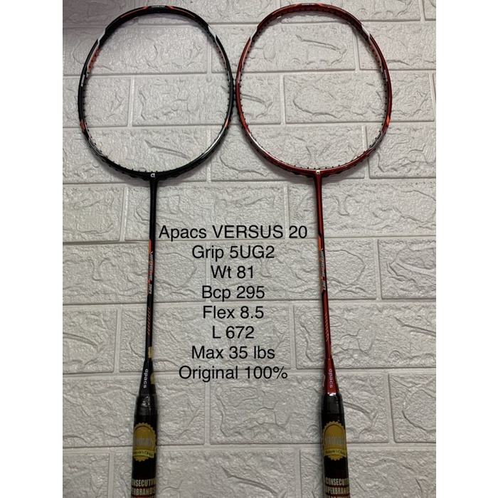 Raket Badminton Apacs New Versus 20 Grip 5Ug2 Kuat 35Lbs Original Terpopuler