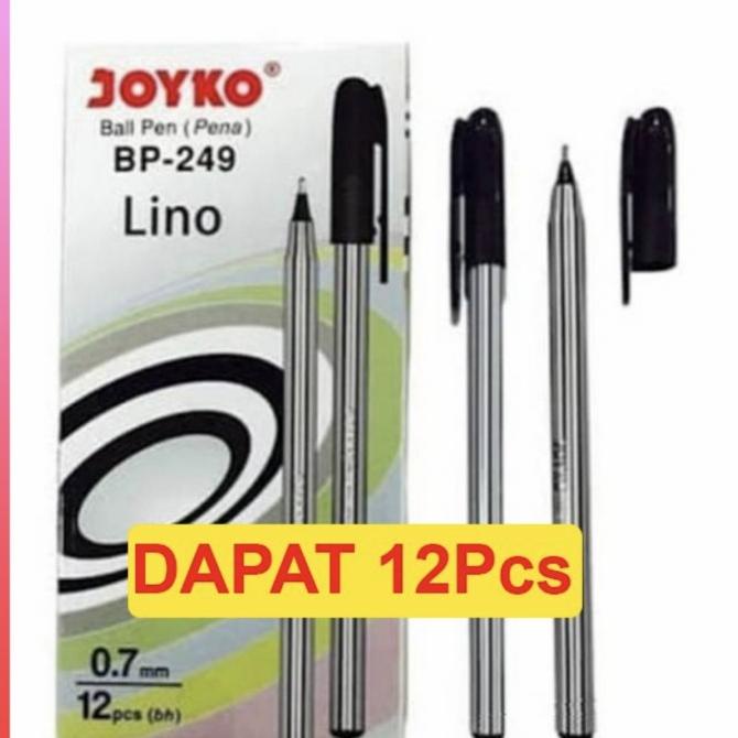 

12Pc Ball Pen Pulpen Pena Joyko Bp-249/ Lino 0.7Mm Black Hitam Kode 508