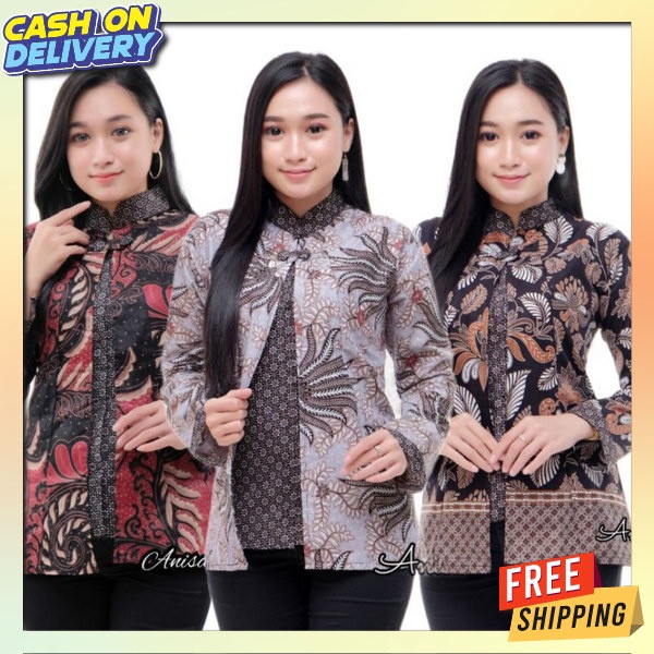 Bisa Untuk Seragam Batik Kerja Wanit Moderen Bsju Dewasa Atasam Murah Jumbo Blus Bayik Kantoran Kmej