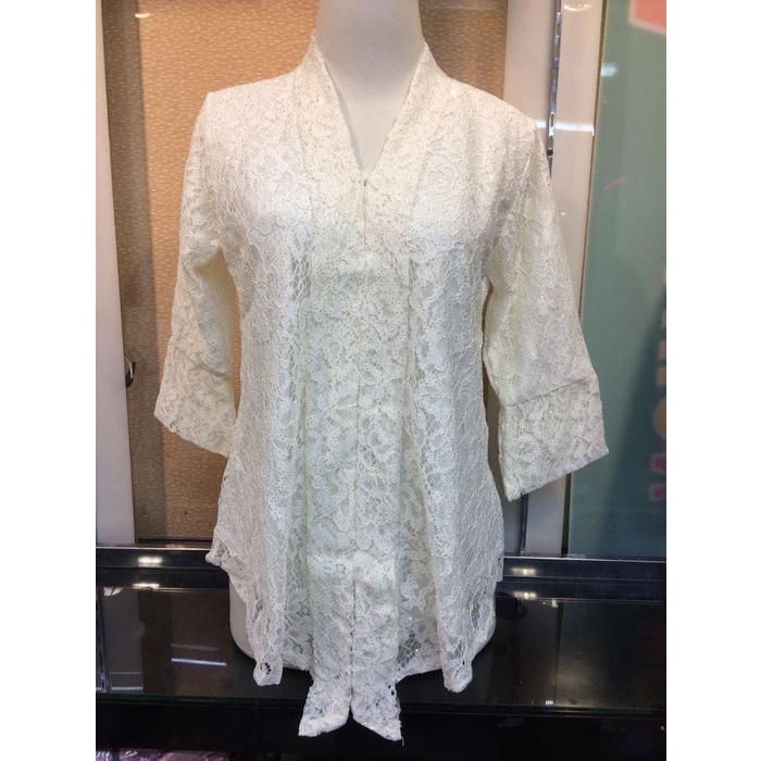 Atasan Kebaya Kutu Baru Floy Cape / Brokat / Brukat Putih Dan Lainnya