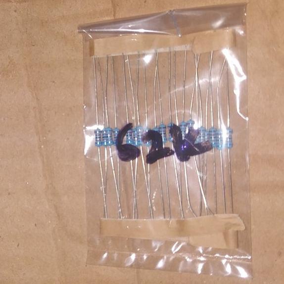 R 62K Ohm 0.25W 1 Persen Metal Film Resistor 62 K Kilo Ohm MetalFilm 0.25 Watt 20 Pcs