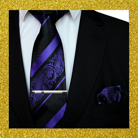 dasi ungu batik salur import pria set platinum class