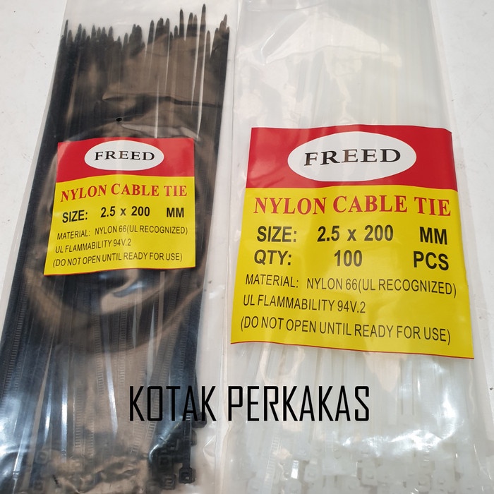 

Promo Kabel Tis/Nylon Cable Ties/Kabel Tis 20 Cm /Hitam & Bening Per2000