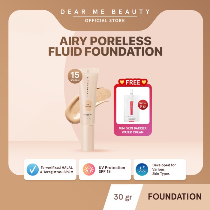 DEAR ME BEAUTY AIRY PORELESS FOUNDATION - NUDE IVORY (N01)