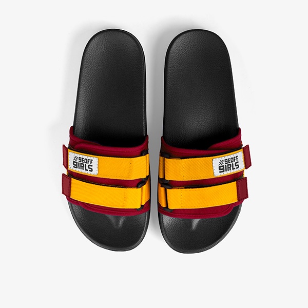 Geoff Max - Freddo Black Red Yellow | Sandals Slipper | Sandal Selop | Sandal Slide | Sanda Wanita