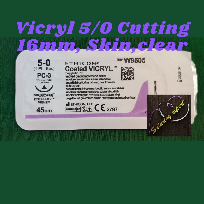 MD - Vicryl 5/0 Cutting W9505 ( PGA , Absorb, clear, Skin, Plastic)