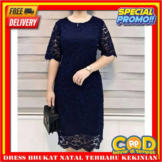 Dress Natal Wanita Terbaru Korea Gaun Natalan Deres Beruklat Kndangan Import Dreas Korean Style Wani