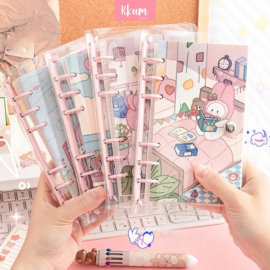 

Termurah Binder note A6 cute peach / Buku catatan 100 lembar/ Notebook journal lucu daily planner Original