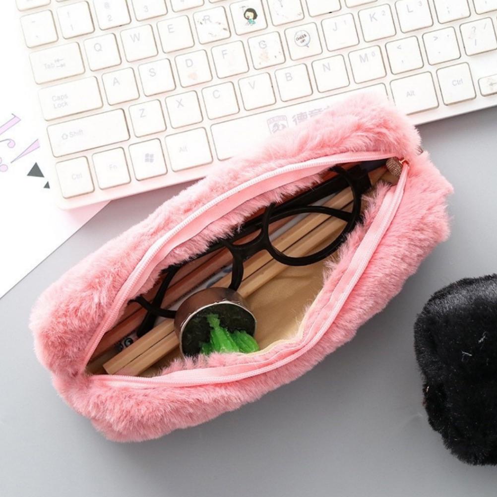 

original TOPER Kotak Pensil Tepak Alat Tulis Motif Bulu Soft Model Korea Fuzzy Pencil Case Estetik Aesthetic Tempat Make Up Termurah