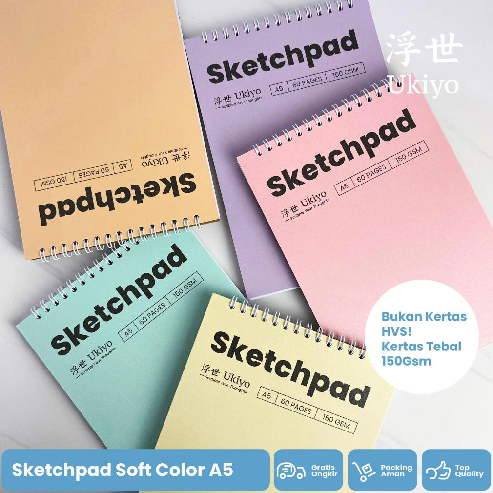 

Hot Sale Buku Sketsa Ukiyo Sketchpad 150 GSM Wired A5 Pastel Cover Jilid Spiral ..