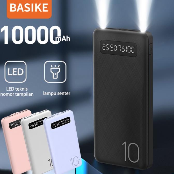 New Basike 10000Mah Powerbank Bola Lampu Led Ganda Keluaran Usb Ganda Berkualitas