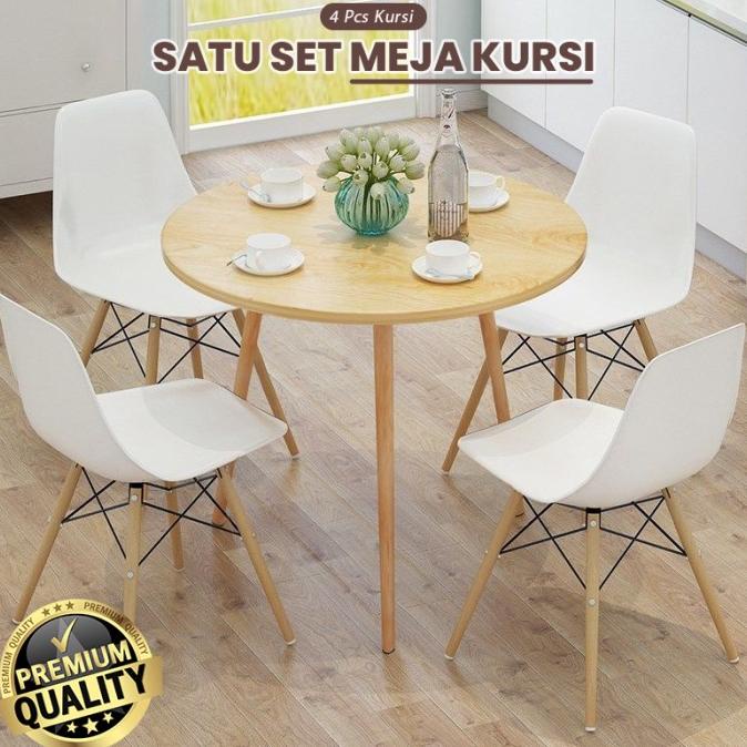 Set Meja Kursi Cafe Kayu Minimalis 1 Meja 4 Kursi Tamu Millenial - Mk Torcyrorcy