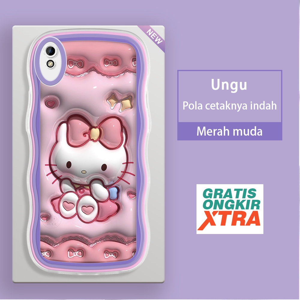 jinsouwe Redmi 6 6A 7 8 8A K40S 9A 9C 10A 9T 10C 10 5G Casing Ponsel  dasi kupu-kupu Hello kitty 3D 