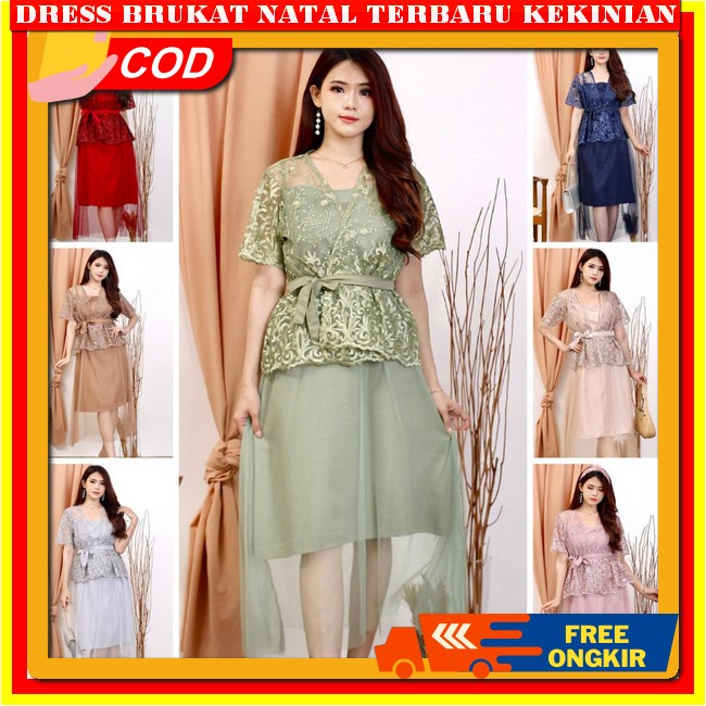 Dress Brokat Terbaru 2023 Dres Brokat Korea Model Baru 2024 Ke Gereja Dres Wanita Kristen Brukat Pes
