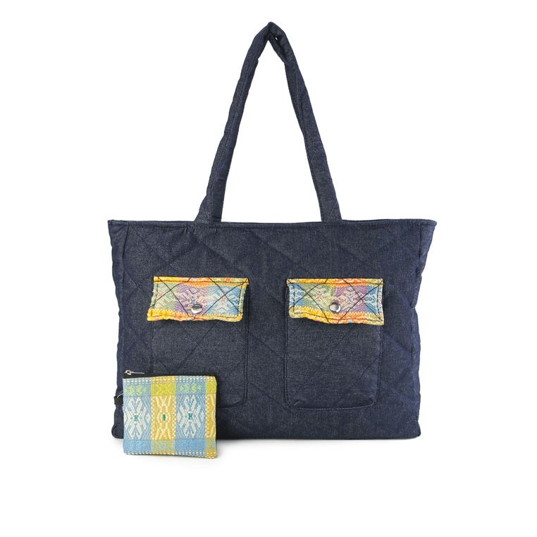 Tas Tote Bag MITHLABS Original Wanita Satchel 2 kantong depan dengan snap button fastening Asli Femi