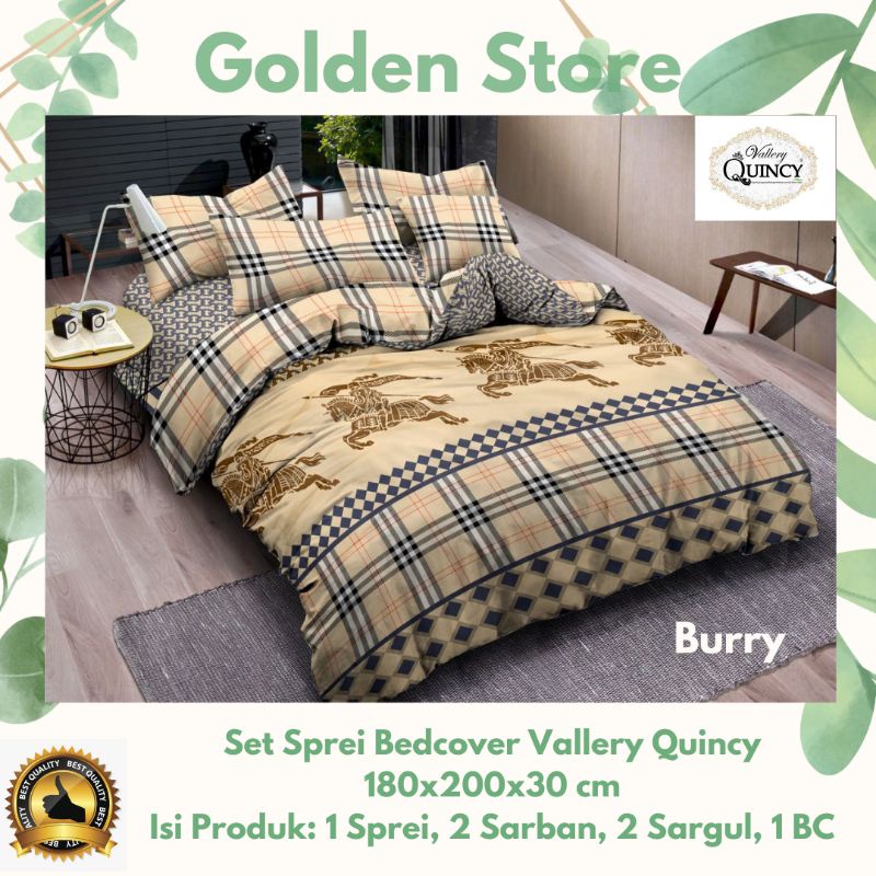 Set Sprei Bedcover Vallery Quincy 180x200x30 Motif Burry