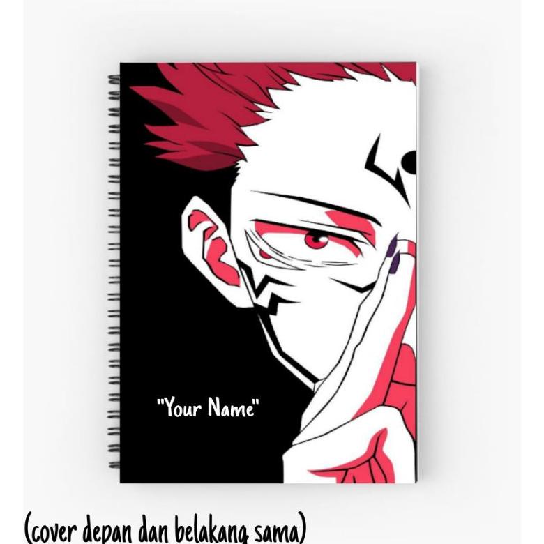 

terbaru Notebook custom anime ukuran A5 Jujutsu Kaisen Edisi Sukuna gratsi nama Softcover Polos dan Bergaris promo