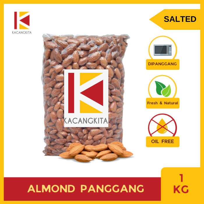 

Kacang Almond Panggang Salted/Asin 1000gr