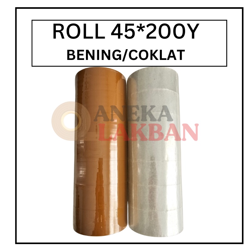 

[1 Roll Isi 6 Pcs] Hci Lakban Opp Bening Coklat 2" Inch 45Mm X 200 Yard Isolasi Bening Coklat Ter