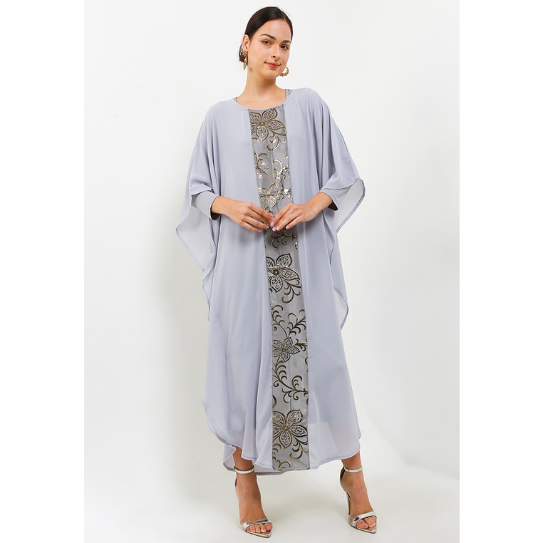 Dress Kaftan Chanira Festive Collection Original Wanita Baju Muslim Material sifon kombinasi tidak transparan, ringan dan stretch Asli 100% Retro Betari Women Motif Bunga