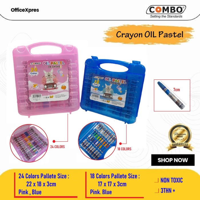 

Krayon 18 Warna / Krayon 24 Warna / Crayon Oil Pastel Besar Combo