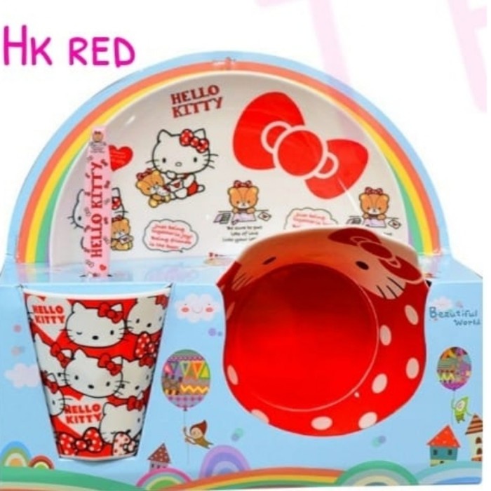 Promo Set Piring Anak Melody Hello Kitty Frozen Pekkle Tsumtsum Gude Melamin