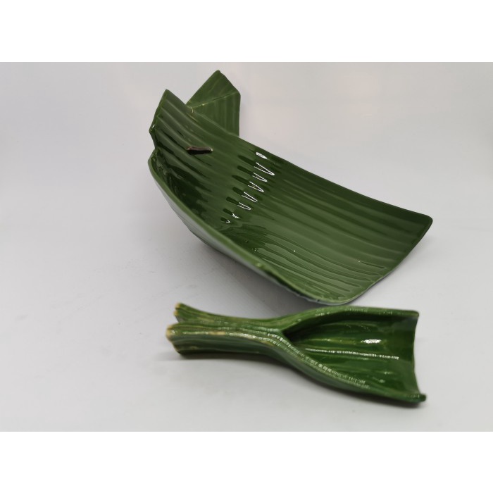 Promo Keramik Stoneware Ceramic Piring Pincuk Suru Daun Pisang 14 Cm X 14 Cm