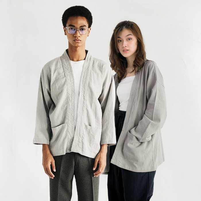 SCHOUTEN OUTER LINEN AKIRO GREY - KIMONO PRIA WANITA (UNISEX)