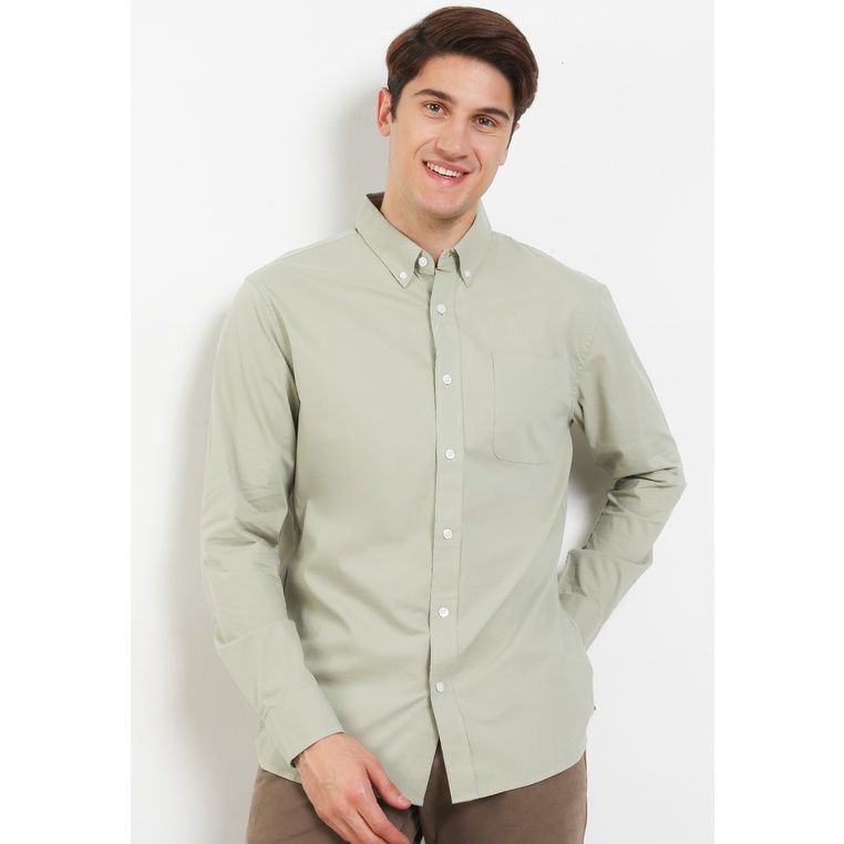 Kemeja Giordano Original Pria Baju Warna hijau Ori 100% Nyaman Men's Poplin Shirt Cowo Kasual