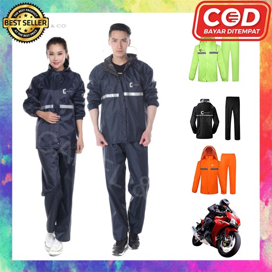 Mantel Hujan Setelan New Kombinasi Mantel Jas Hujan Motor Dewasa Pria Wanita Pinguin Tebal Pvc Dan N