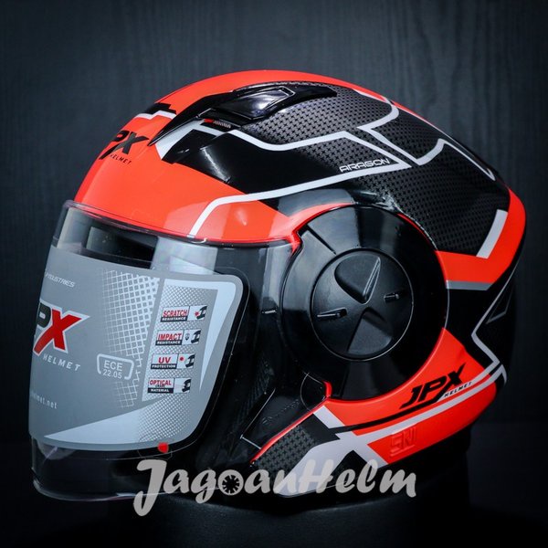 Jpx Helm X735R Aragon #2 Fluo Red Glossy X-735R Double Visor