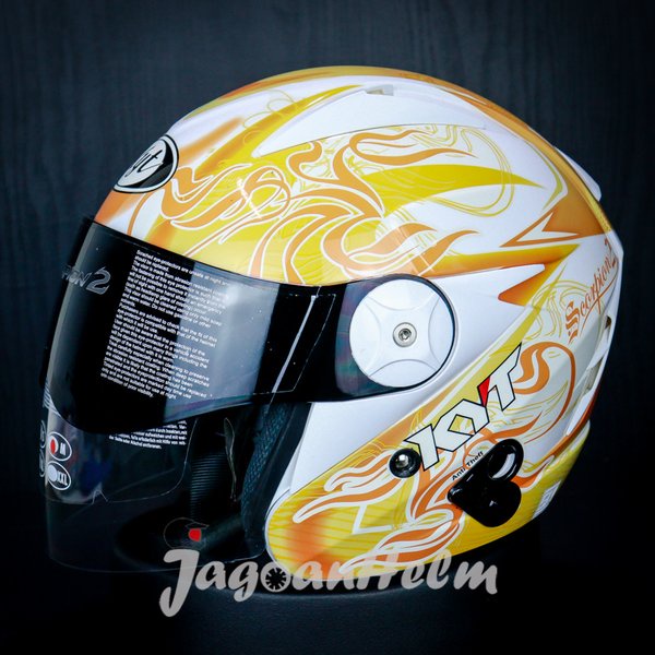 Kyt Helm Scorpion 2 Visor Rld White Orange Kunci Gembok Helm