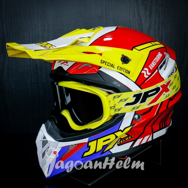 Jpx Helm Fox1 Cross Vts Rans Red Glossy - Goggle Jpx