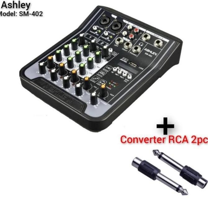 AUDIO MIXER 4 CHANNEL ASHLEY SM 402 BONUS 2 JACK OUTPUT Premium murah