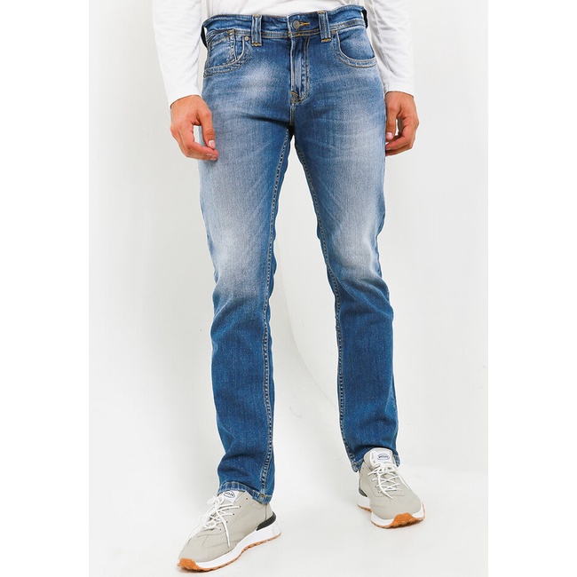 Celana Jeans Lois Original Pria Denim Warna biru Asli Fashion Slim Stretch Fit Pants SLS047D Laki Basic