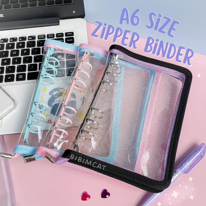 

(A6 Size) Two Color Binder Zipper File Organizer Keuangan Resleting