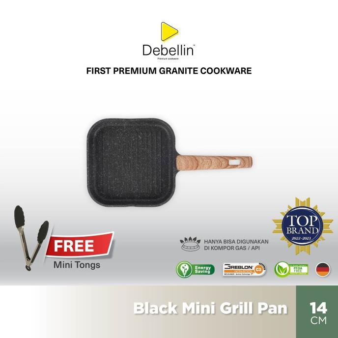 Sale Now Debellin Black Mini Grill Pan 14 Cm - Pemanggang Granite Premium Limited Edition