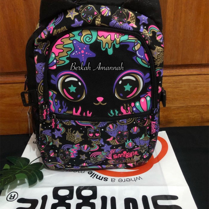 Smiggle Set Hey There Cat Black/Tas Smiggle Ori