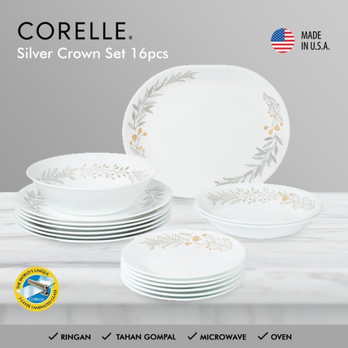 Promo Corelle Silver Crown Dinner Set / Set Piring Makan
