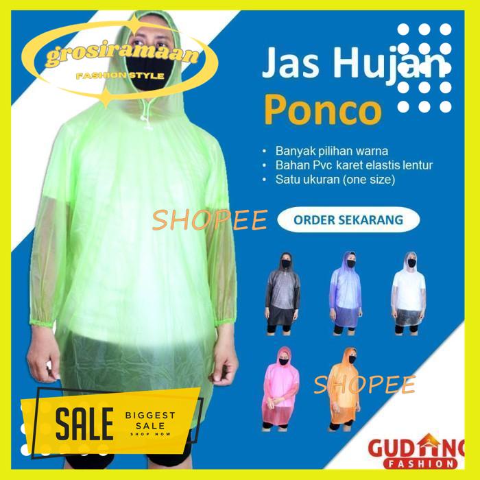 JAS HUJAN PONCO COWOK CEWEK TRANSPARAN TERMURAH 