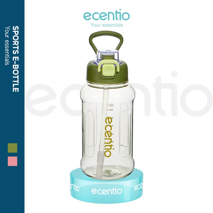 ECENTIO BOTOL MINUM 1 LITER TUMBLER BENING PORTABLE SEDOTAN
