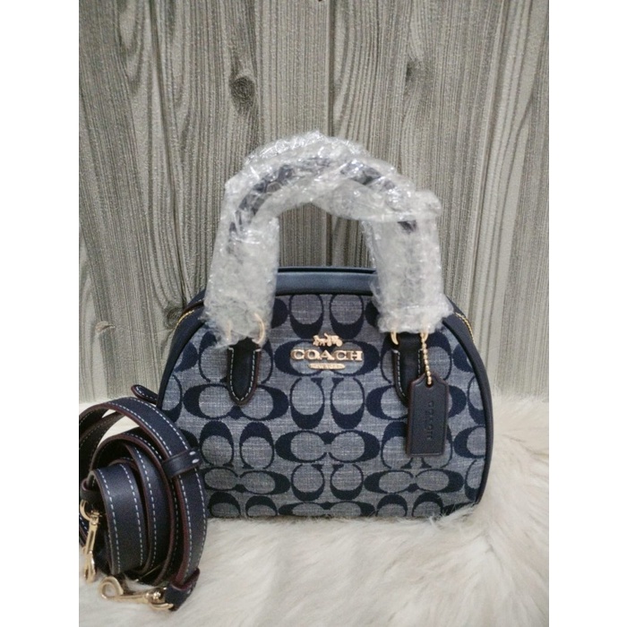 TAS BRANDED CH140 SYDNEY SATCHEL CHAMBRAY DENIM MULTI,BLACK