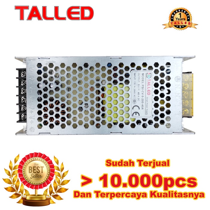 PREMIUM POWER SUPPLY INDOOR 5V 200W 40A SLIM TALLED GARANSI 1 TAHUN ORIGINAL TERBARU